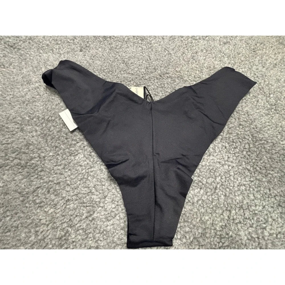 L*Space Ella Bottom Tanga Black V-Front Bikini Swimwear LSEAG24 XL NEW